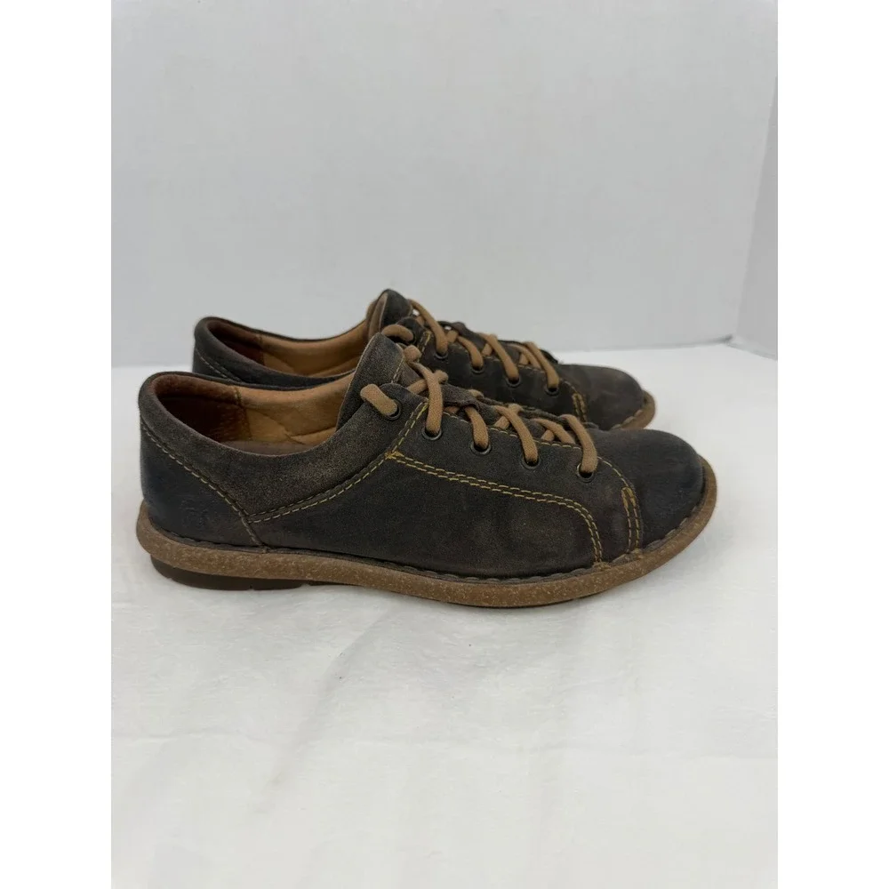 Vtg‎ Born Mens Brown Distressed Leather Lace Up Oxford Shoes F76340 Size 8.5/40
